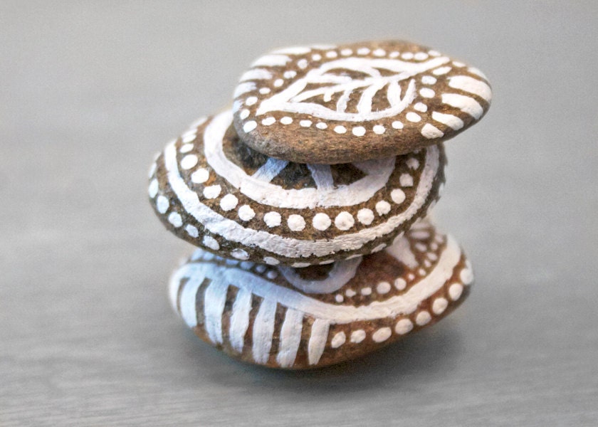 Hand Painted Stones - Zen Garden Meditation Stones - Om, Peace, Nature Rock Art