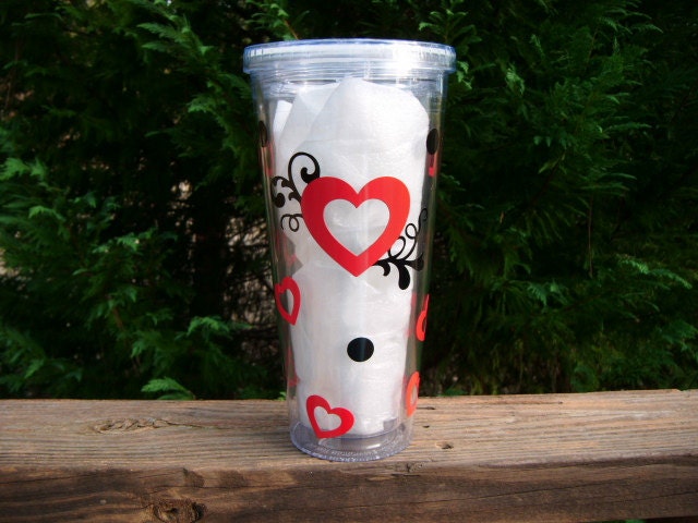 Hearts 20 Ounce Acrylic Cup / xoxo