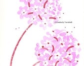 Sand Verbena Flower Painting, Pink (Original Acrylic) Abronia Latifolia