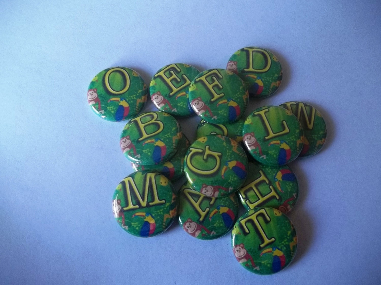 26  Jungle ABC'S flat back buttons