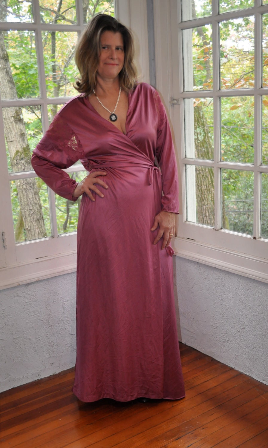 Diane Von Furstenberg Vintage 1980s Mauve Robe Dressing Gown