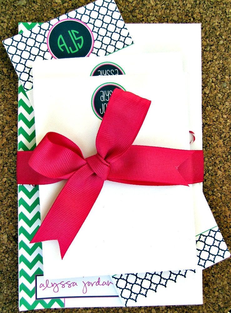 Personalized Notepad Set Preppy by hedoepaper on Etsy