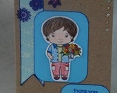 Luka with Flowers Thank You Card