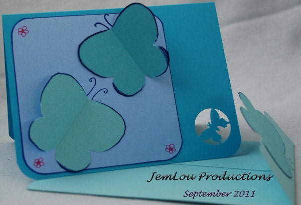 Blue 3D Butterflies Card
