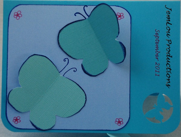 Blue 3D Butterflies Card