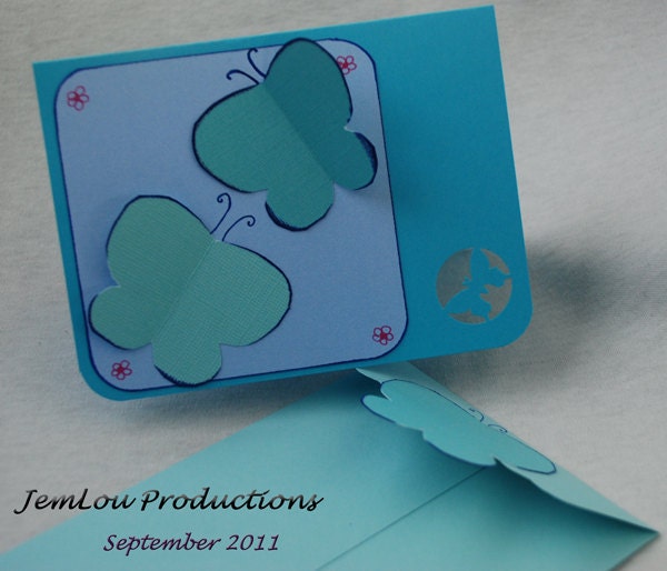 Blue 3D Butterflies Card