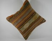 VINTAGE,Turks Handmade Kilim Pillow Case - 16x16