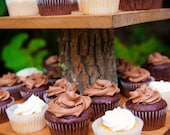 Cupcake Stand Rustic Wedding Decor Log Slice