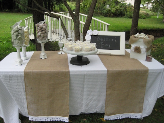 Rustic Wedding Decor Burlap Runner Burlap and Lace