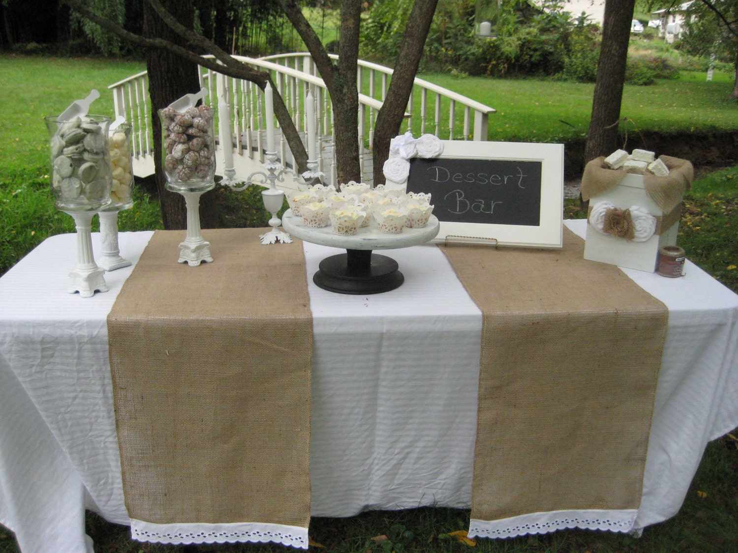 Rustic Wedding Decor Burlap Runner Burlap and Lace
