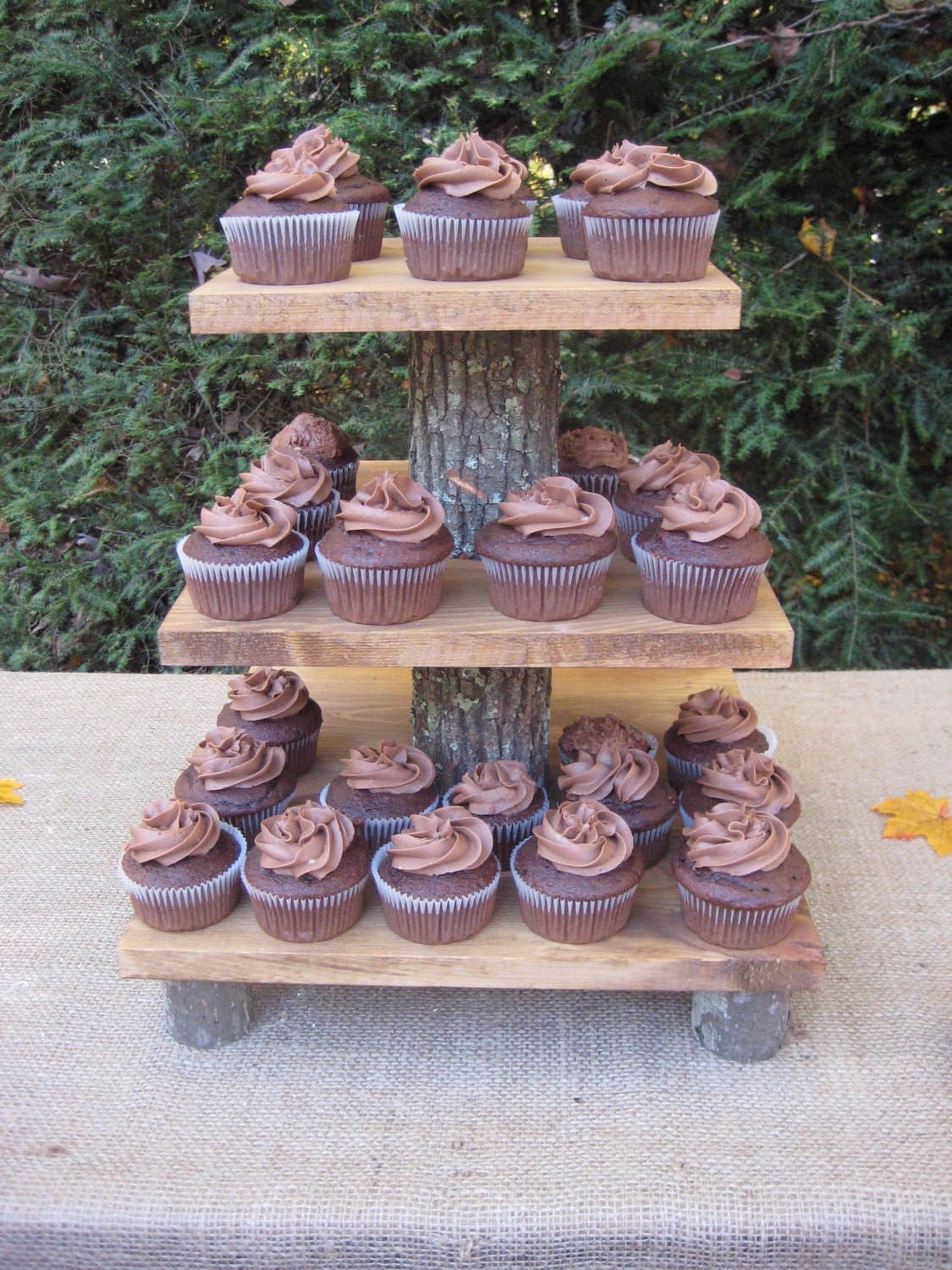 Cupcake Stand Rustic Wedding Decor Log Slice
