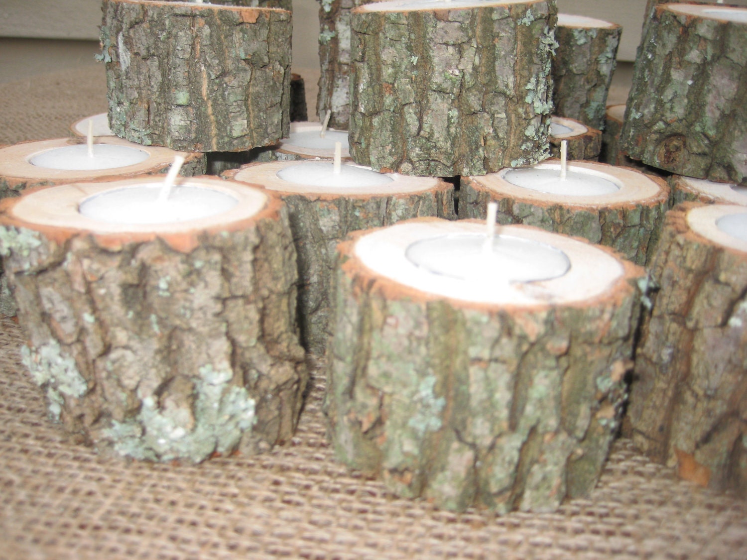 Reserved for lizcupples Rustic Wedding Decor Candleholders Log for Tealights