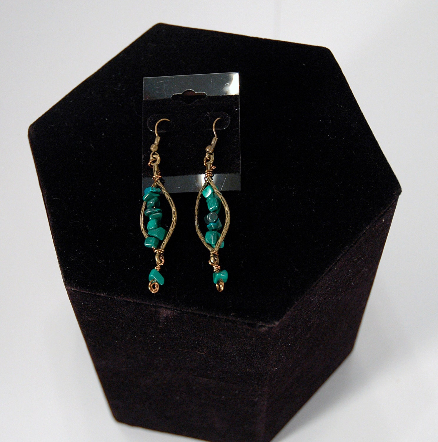 Antique Gold Malachite Earrings
