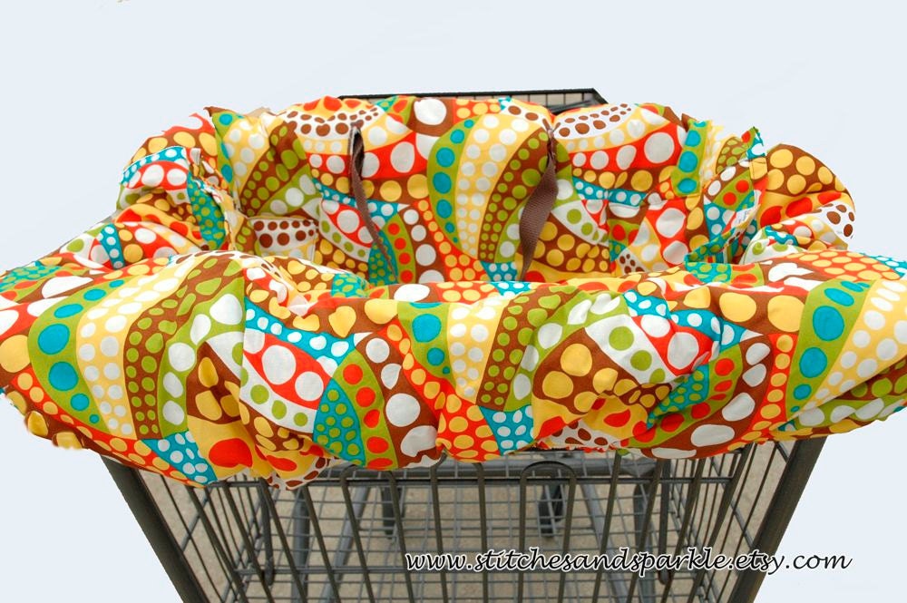 Shopping Cart Seat Cover in a Rainbow of Circles