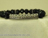 Silver Crystal Bar Beaded Bracelet