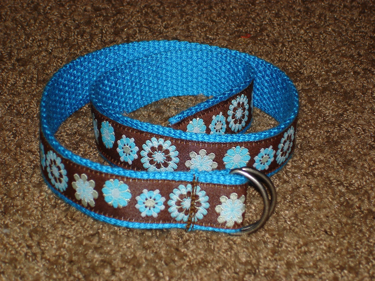 Toddler girl belt blue brown flowers