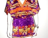Mediterranean printed 3/4 sleeve tunic dress fits sizes 0 to 8
