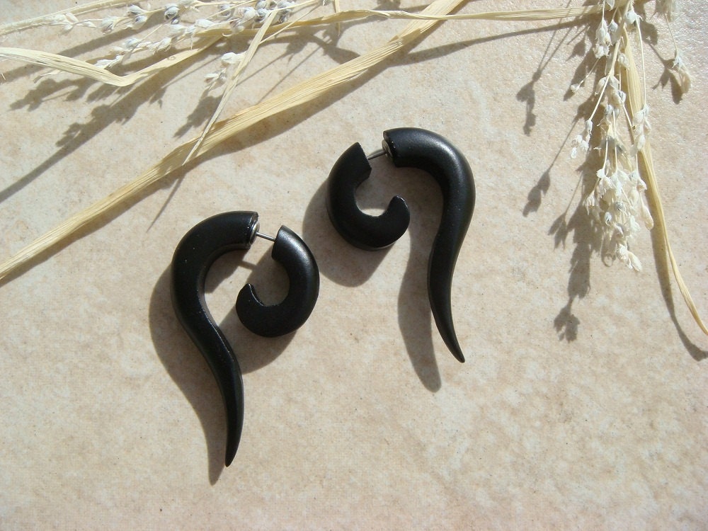 black wooden earrings