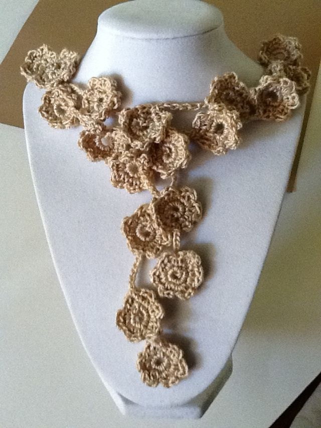 Light Khaki Handmade Crochet Necklace