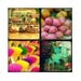 Colorful Vietnam Set of Four Photographs - Travel Photography - 5x5 Vibrant Pink Teal Yellow - Signed Art - Vietnam Vibes