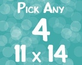 Pick any Four prints 11'' x 14'' -  4 prints from Paper Llamas