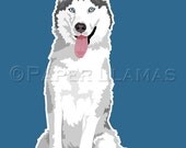 Dog wall art prints childrens art  dog nursery pictures husky Alaskan malamute boys room art  nursery decor