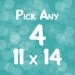 Pick any Four prints 11'' x 14'' - 4 prints from Paper Llamas
