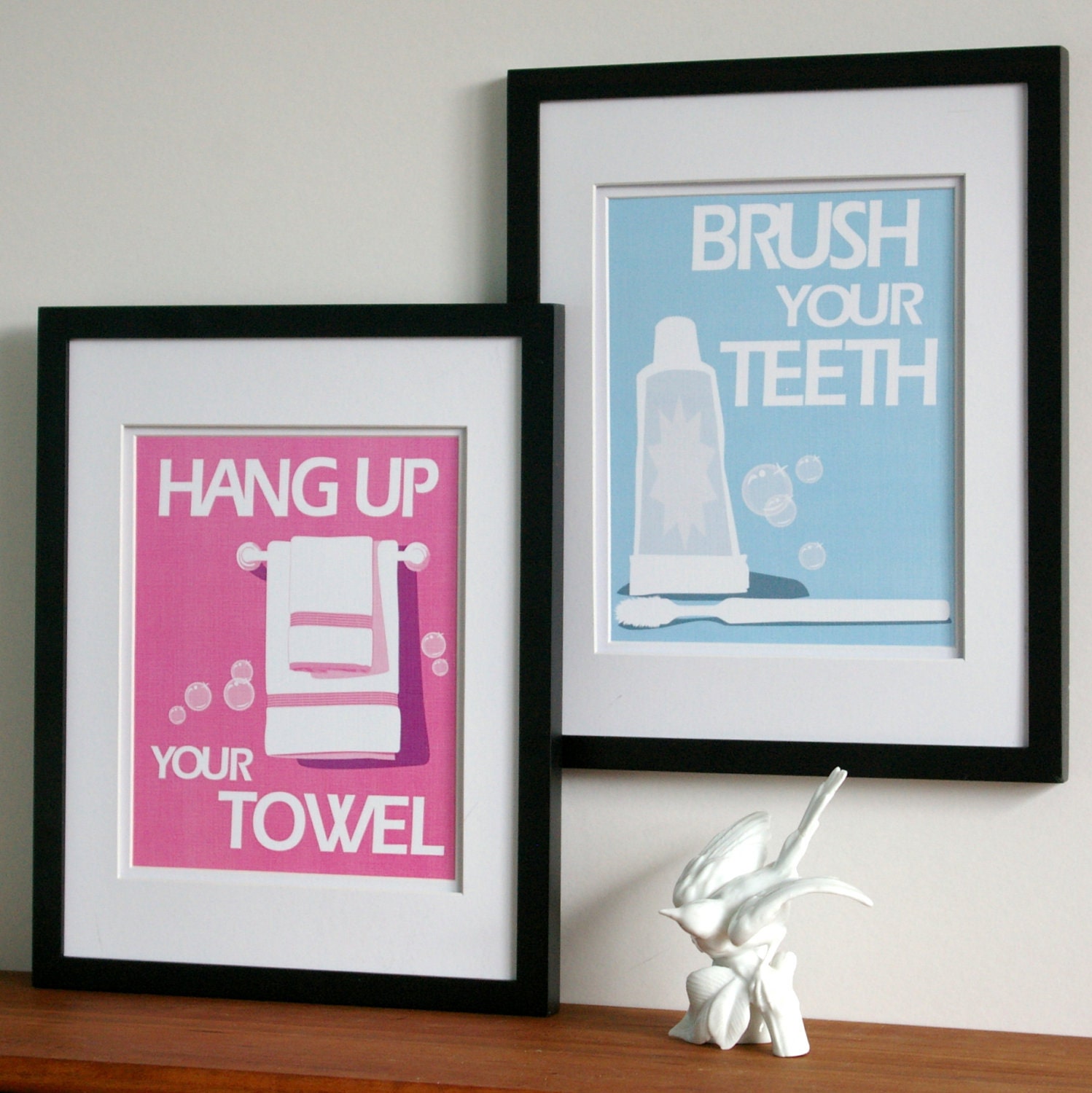 Kids Bathroom Art Prints, Wash Your Hands, Brush Your Teeth, children's bathroom wall art -  Pick 3 - Bathroom rules art for the bathroom