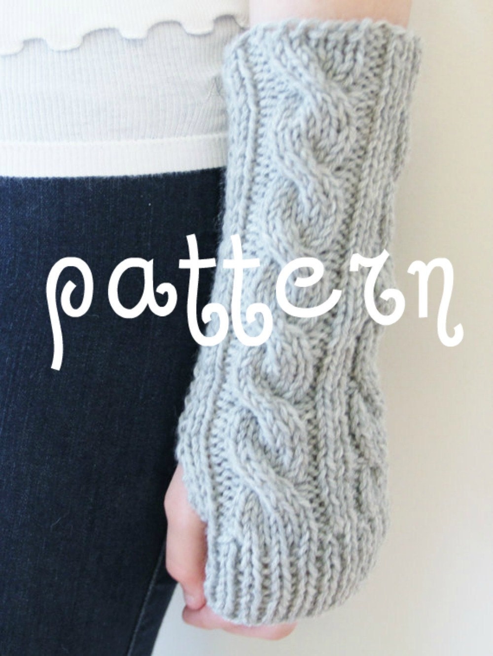Knitting PATTERN Fingerless Gloves, Cabled Wristmarmers