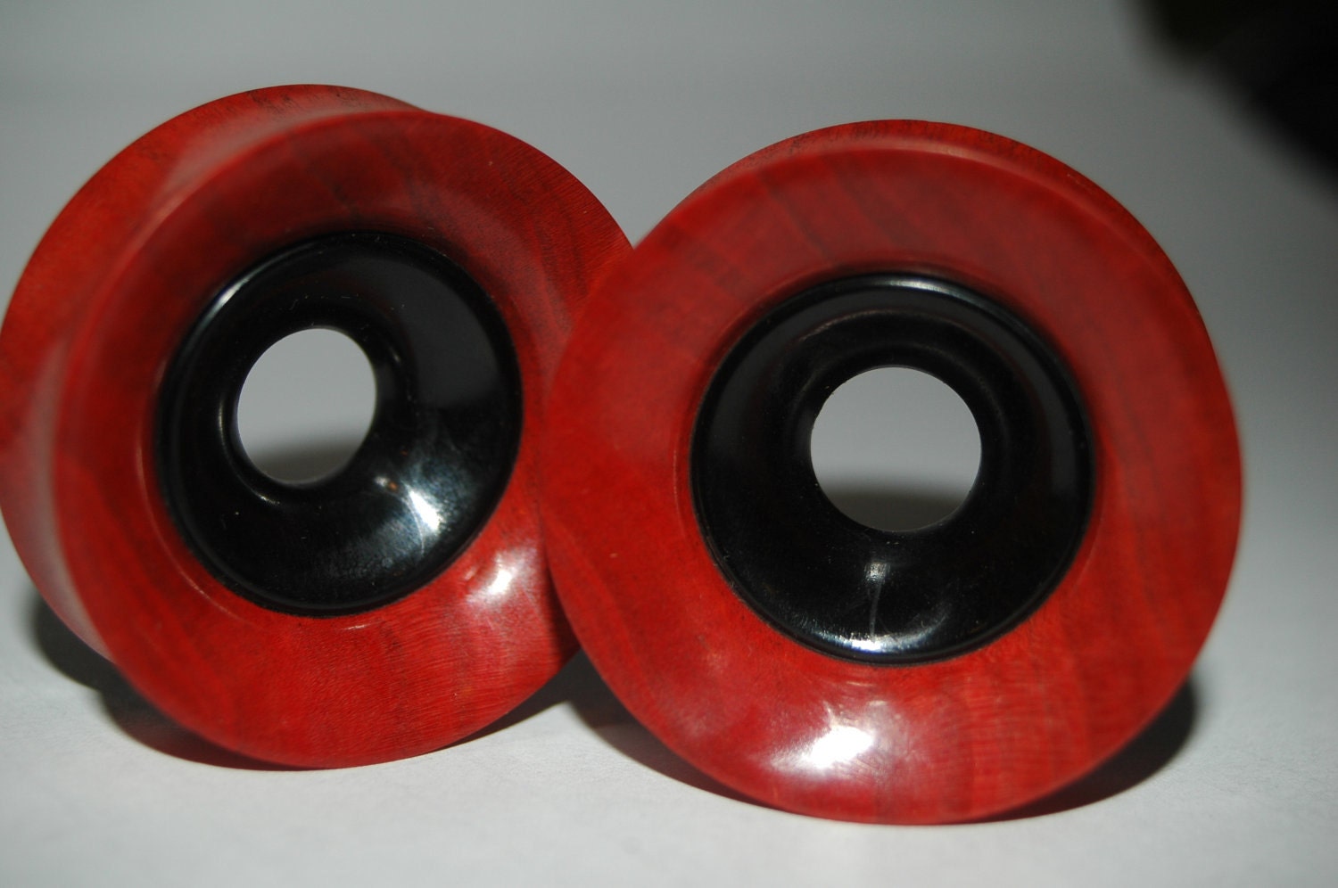Pink Ivory with Ebony Wood Eyelet Plugs, Made to Order, Many sizes Available