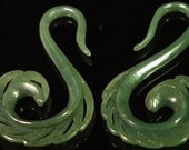 Nephrite Jade Hanging Design Earrings, Hand Carved