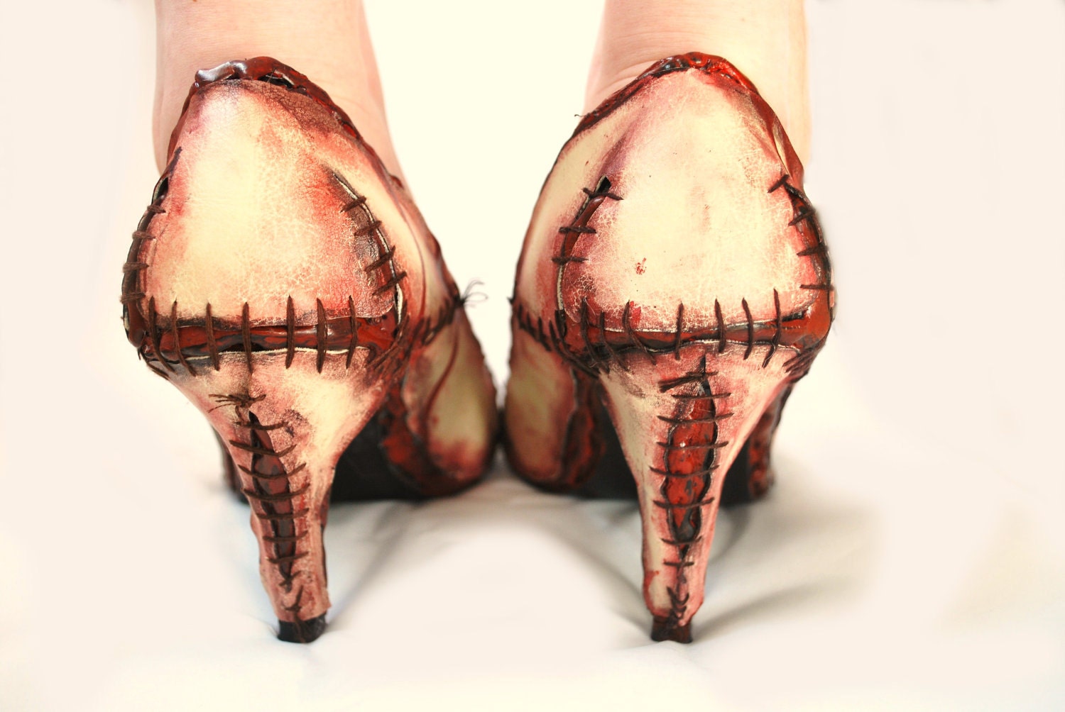 Rockabilly Halloween Witches Zombie flesh high heel court shoes (Lady gaga meat shoes)