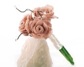 Bridal Bouquets Rose Flower Bouquet Flower Girl Bridesmaid Bouquet choose colour Blush pink and swarovski crystal Felted