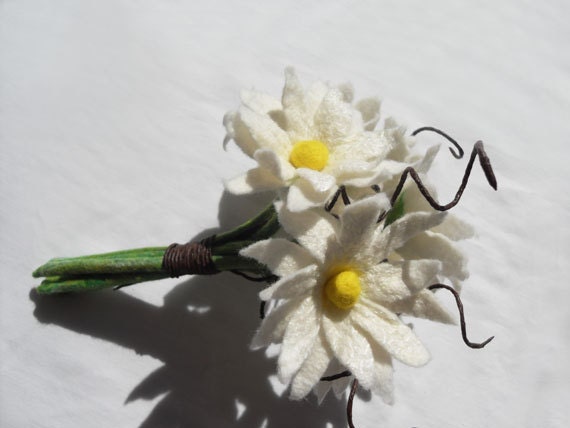Bride Bouquet Bridal Bouquet Wedding Flowers Rustic Bouquet Unique Wedding Flower Bouquet White / Ivory handmade Daisy