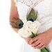 Bouquet Bridal Wedding Flowers Rose Flower Peacock Bouquet- Unique Wedding Bouquet with Swarovski crystal White / Ivory handmade