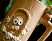 Flowery Owly Vintage Owl Pitcher