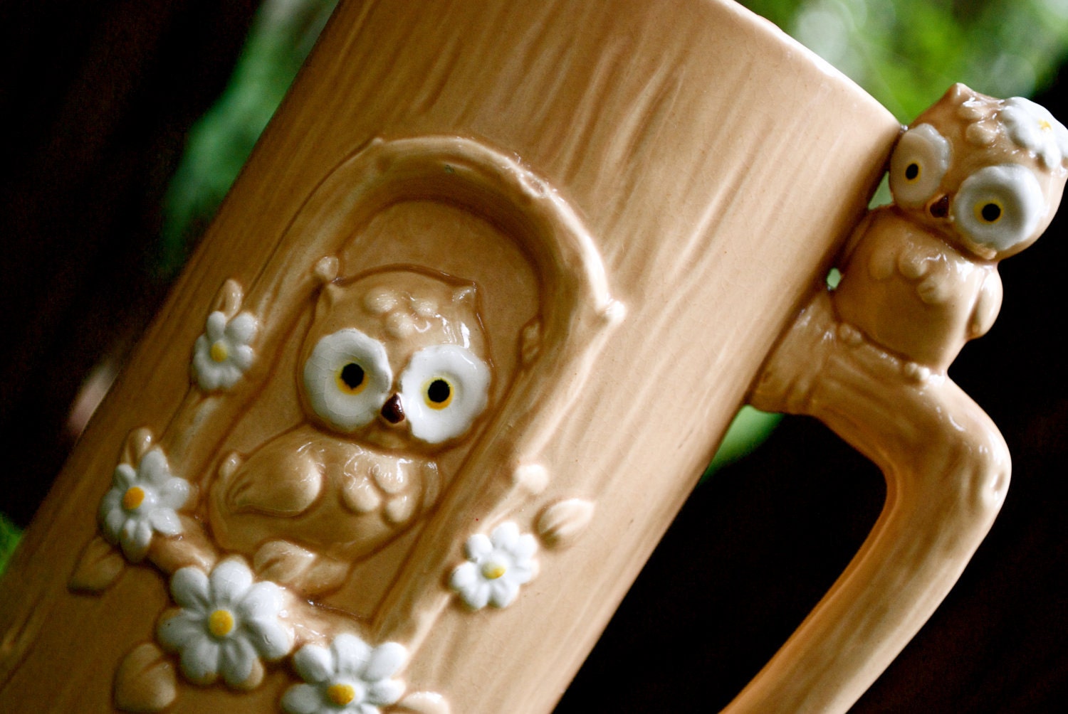 Flowery Owly Vintage Owl Pitcher