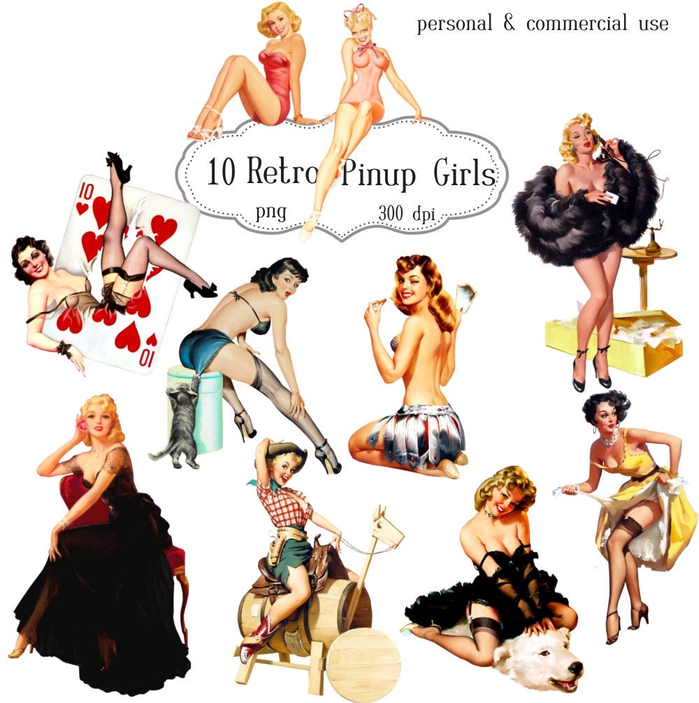 Clip Art:  Pinup Girls Retro   Digital Png Files -   no. 068