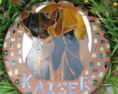 Custom Handmade Stained Glass Mosaic Pet Memorial Stepping Stone