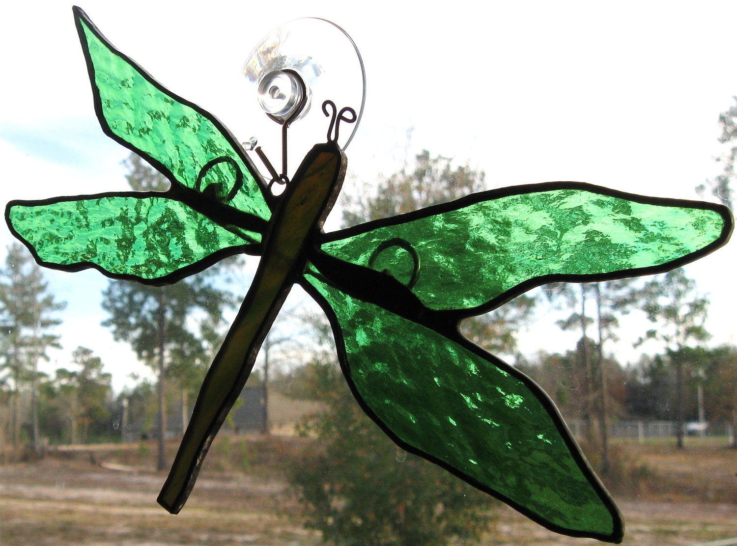 Handmade Stained Glass Dragonfly Suncatcher