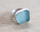 Sea Glass & Sterling Silver Ring - MADE TO ORDER - Custom size and color.