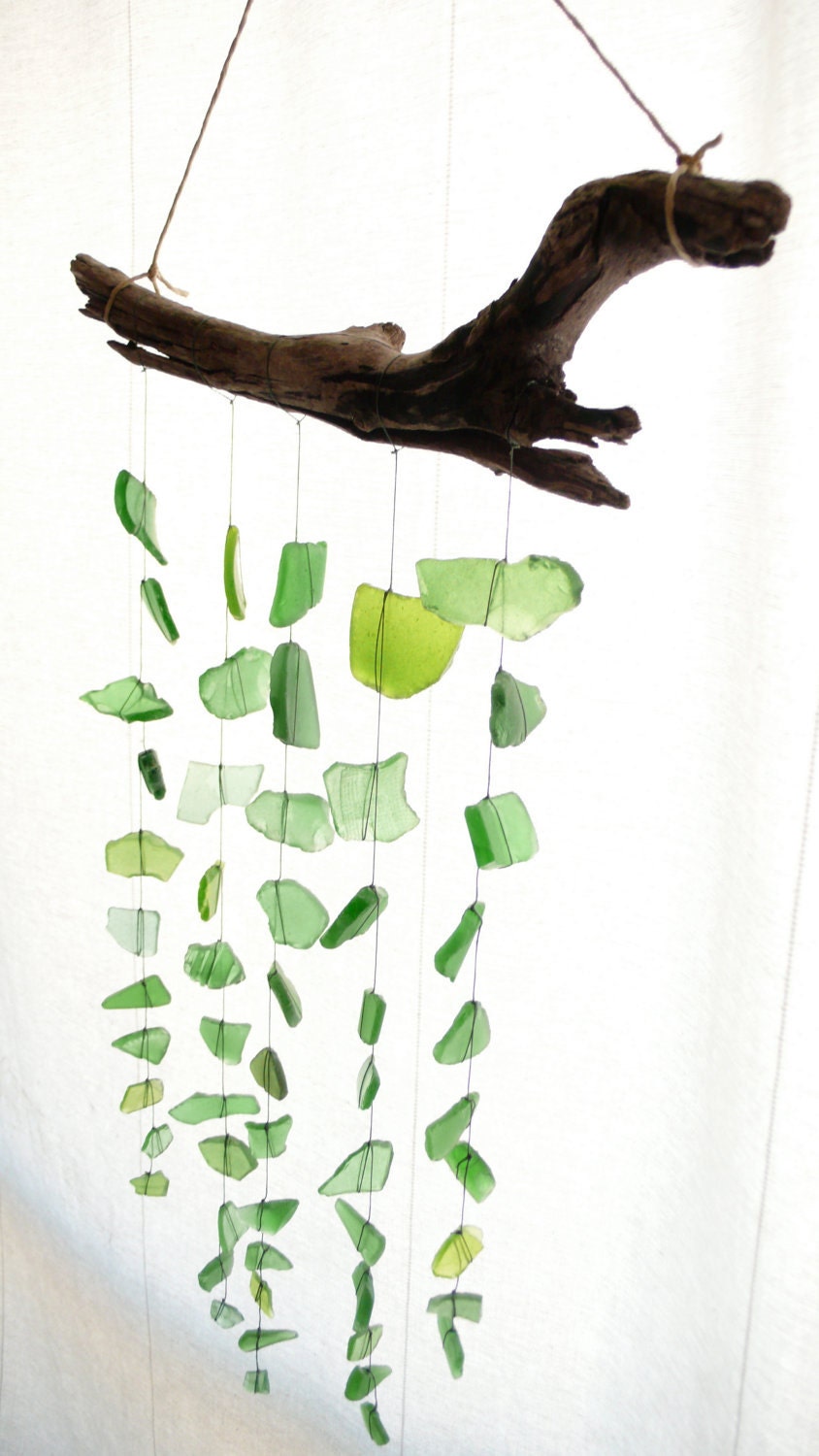 Sea Glass & Driftwood Mobile / Suncatcher - Green