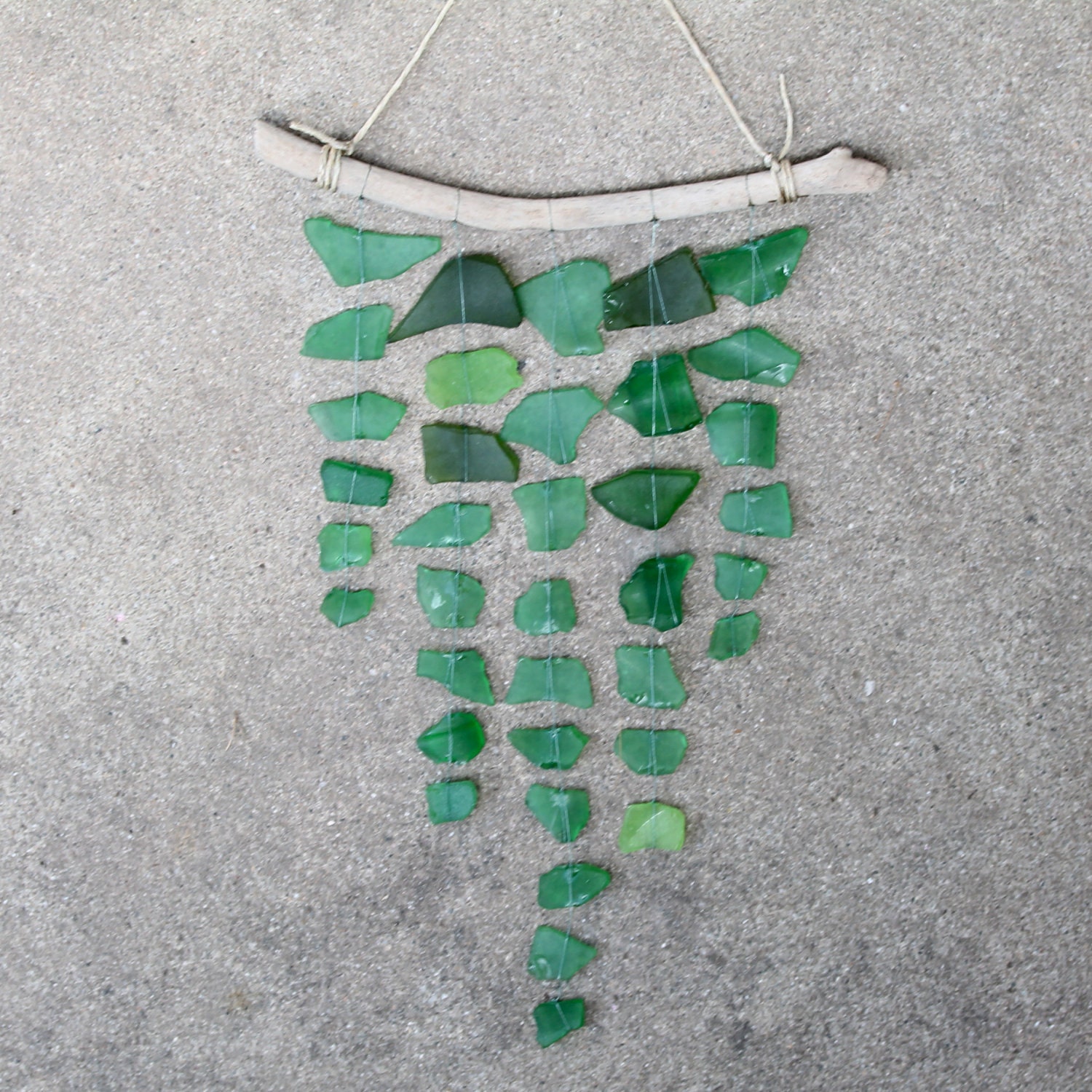 Sea Glass & Driftwood Mobile - Green