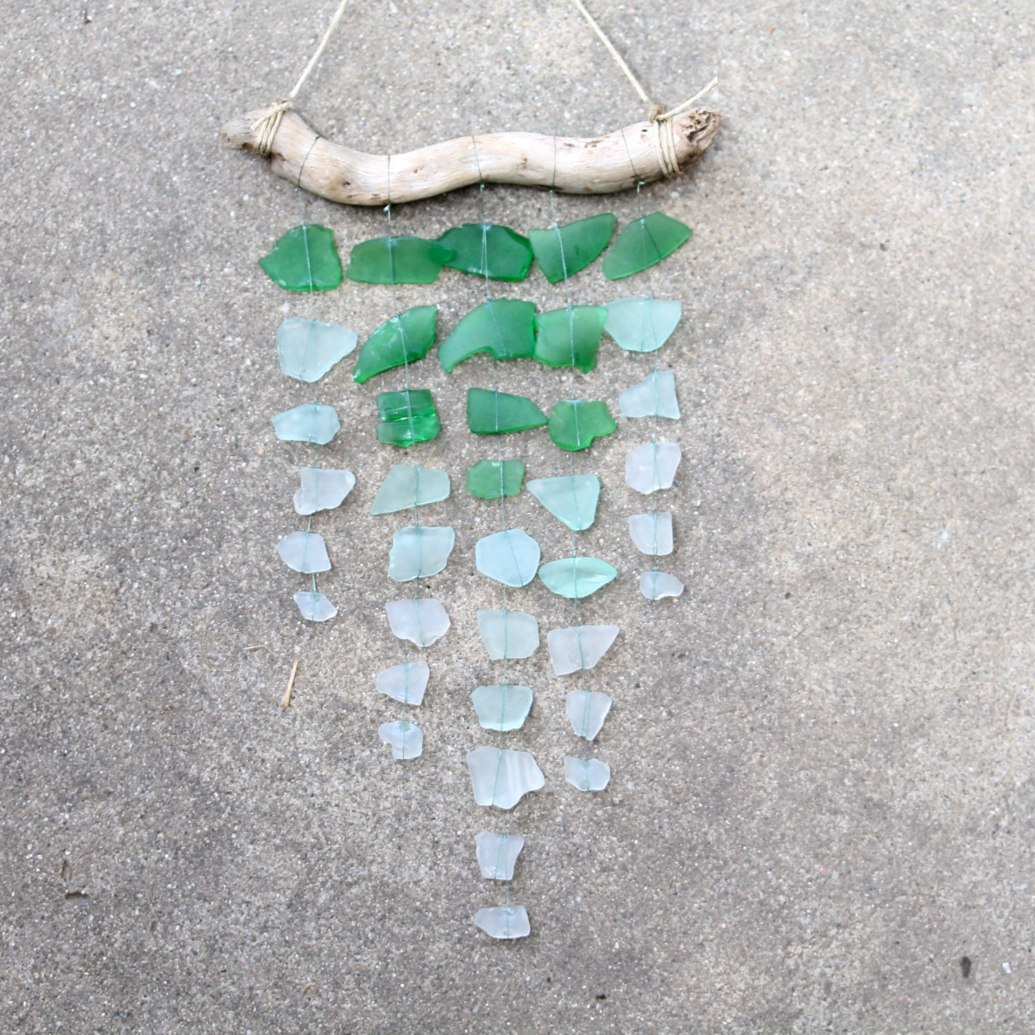 RESERVED Sea Glass & Driftwood Mobile - Ombre