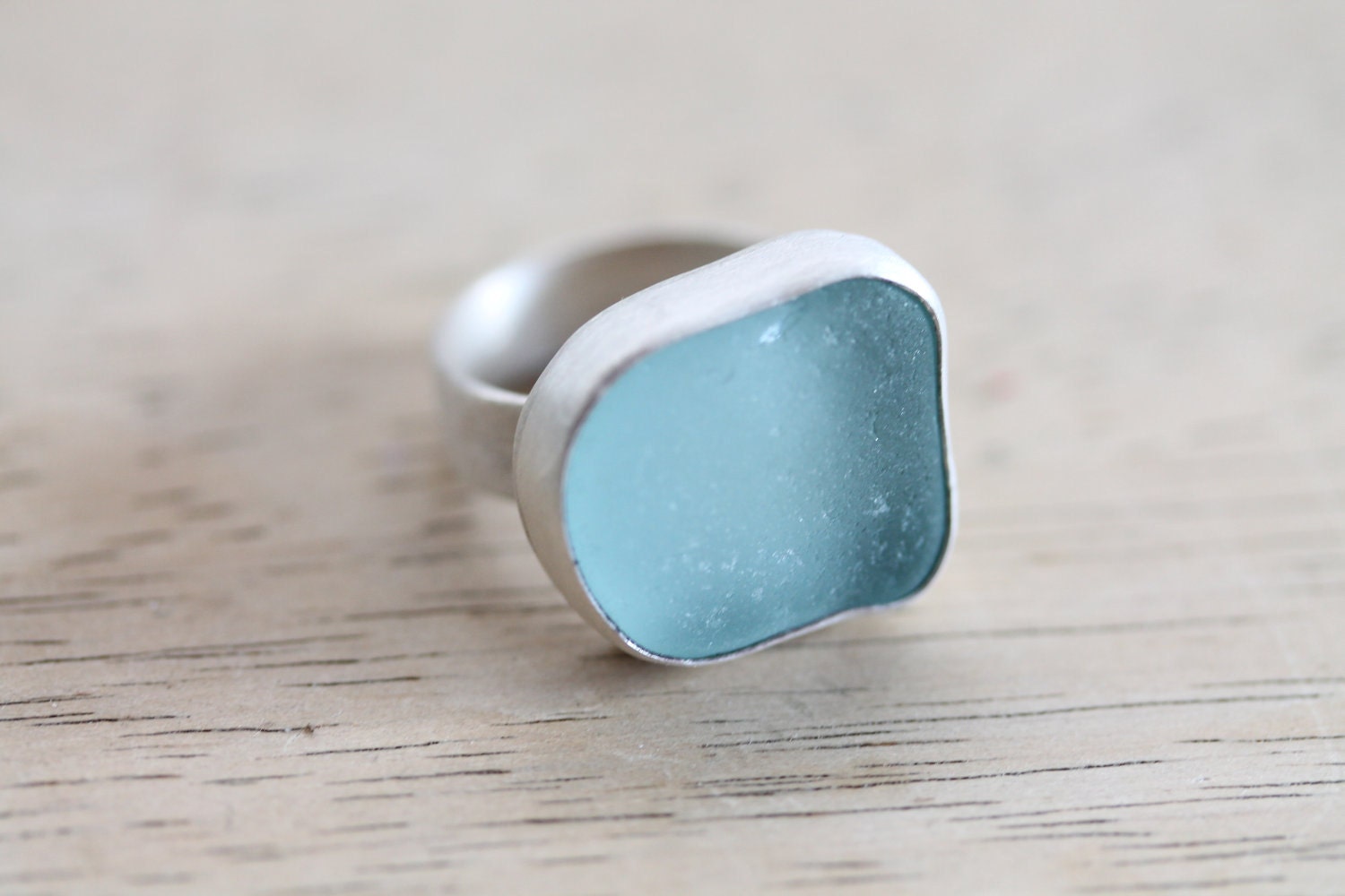 Sea Glass & Sterling Silver Ring - MADE TO ORDER - Custom size and color.