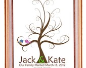 WEDDING THUMBPRINT guestbook tree, thumbprint tree, Thumbprints Stamp Love Bird guestbook tree, fingerprint tree guest book,16X20 num. 105