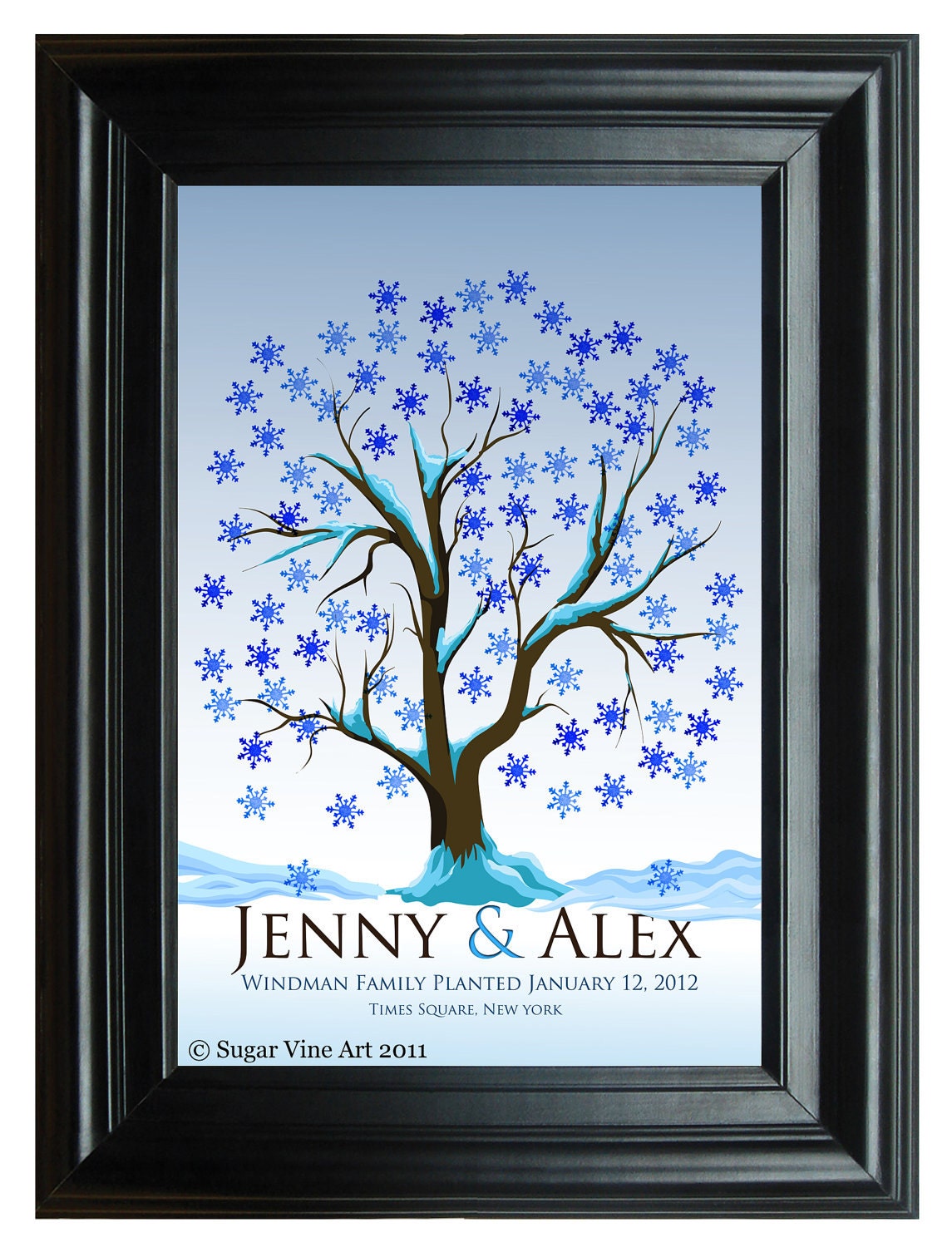 WEDDING TREE winter guest book, fingerprint tree winter guest book, fingerprint guest tree, Thumbprint guestbook, 16x20 num.115