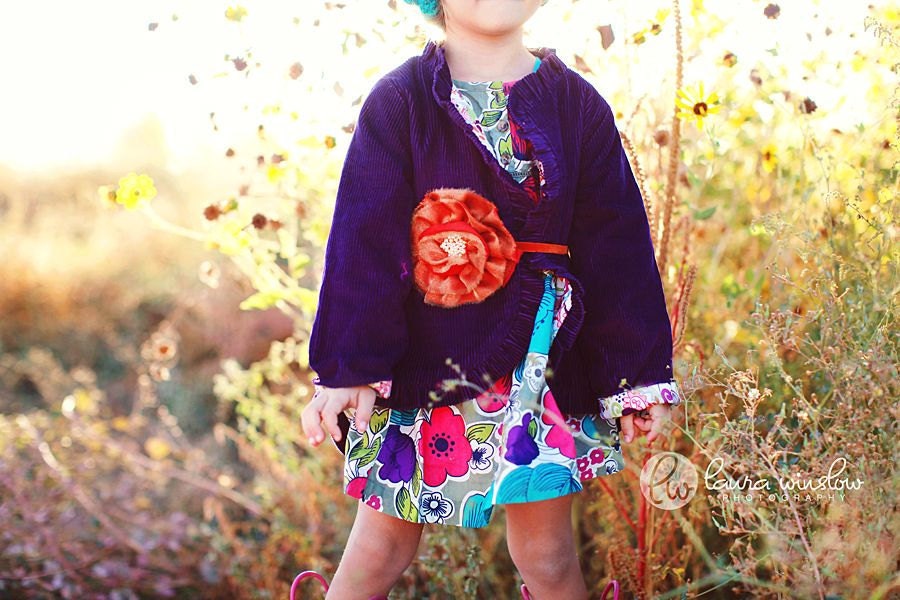 Chic Plum Corduroy Ruffled Jacket