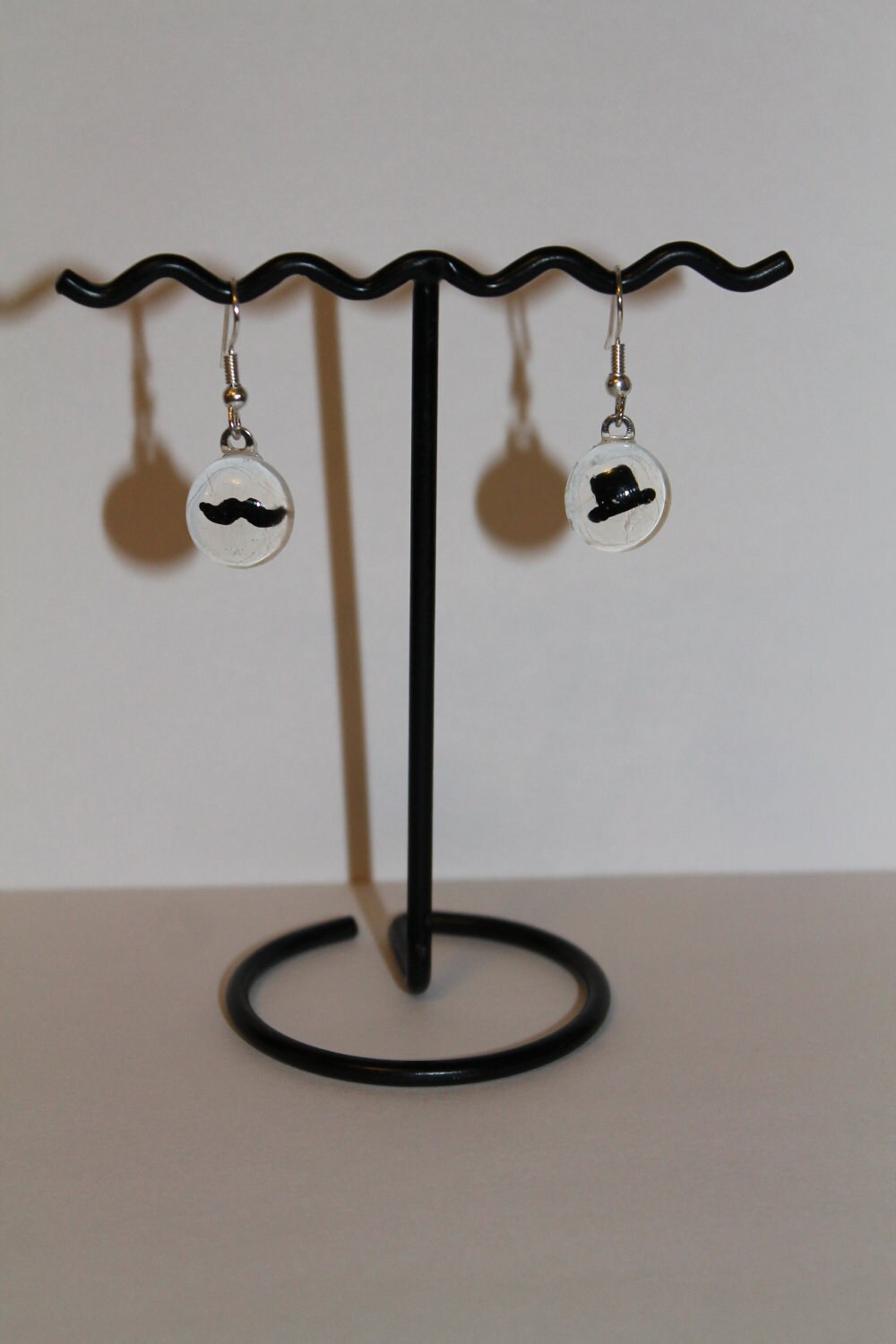 Mustache and Top Hat Nail Polish Earrings