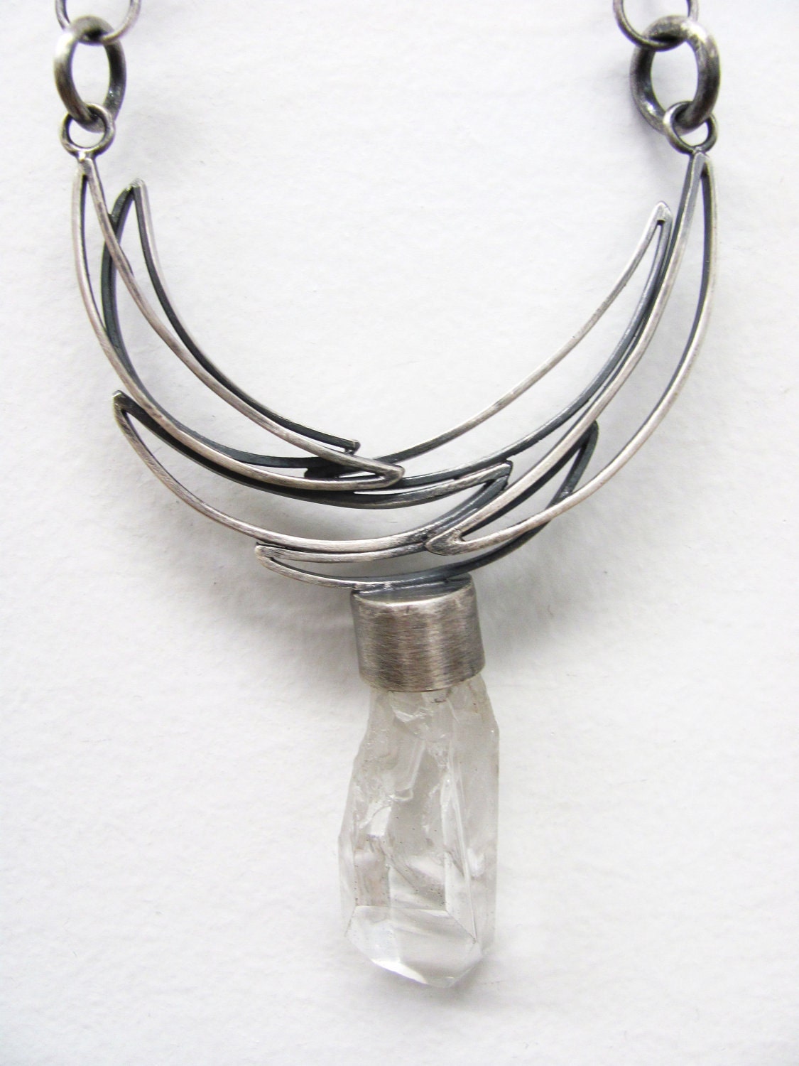 Crystal and Silver Necklace titled, Horns